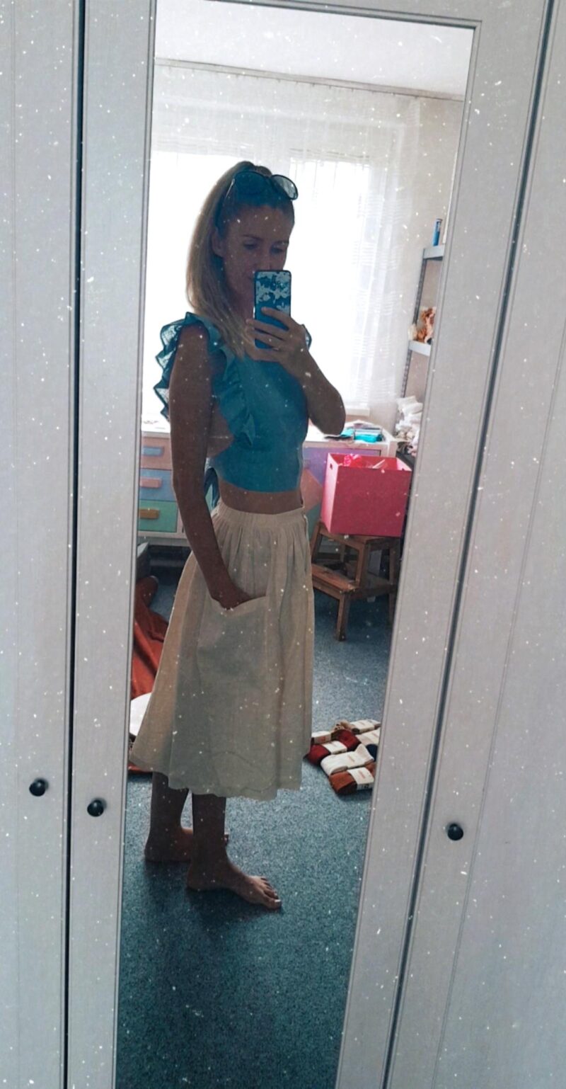 Perlička - ľanová sukňa s veľkými našitými vreckami - 40+ farieb - Image 13