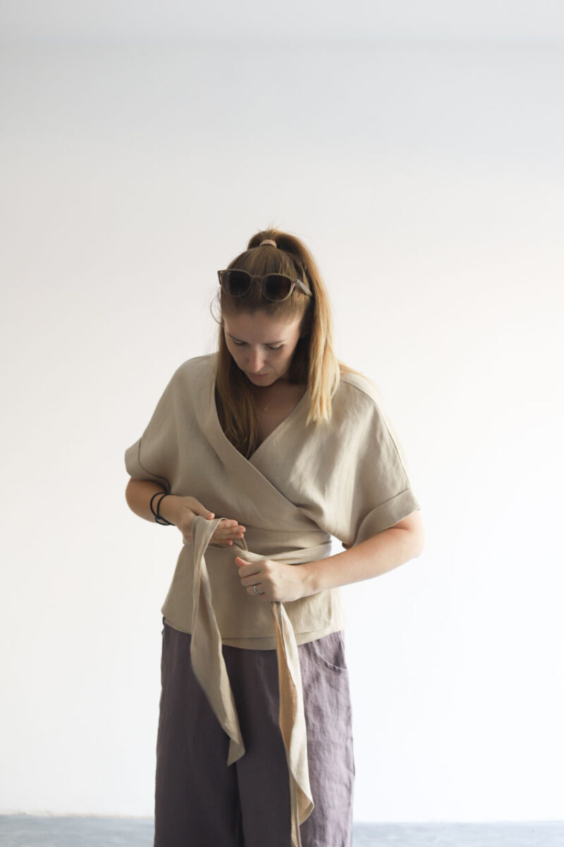 Kimi - ľanové zavinovacie kimono - krátky rukáv - 40+ farieb - Image 8