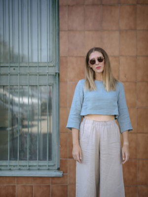 Emu - ľanový crop top - 40 farieb na výber