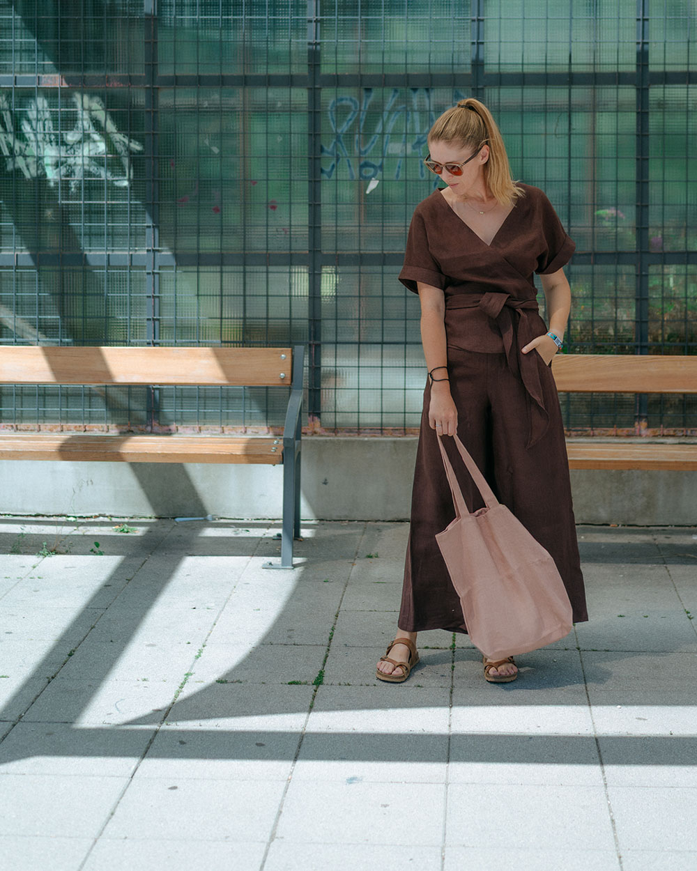 Kimi - ľanové zavinovacie kimono - krátky rukáv - 40+ farieb – Obrázok 13