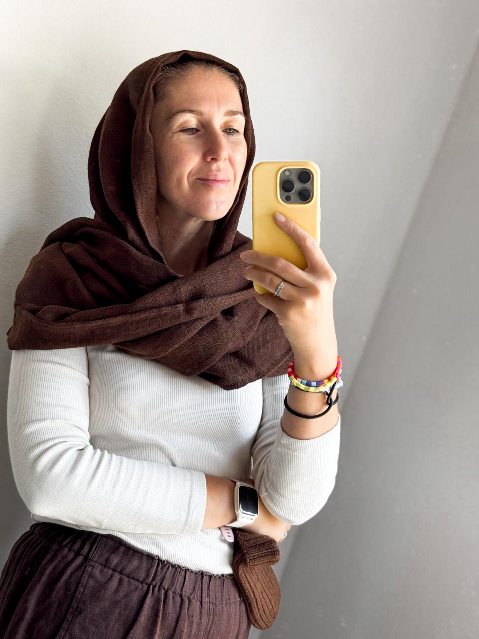 Ľanová šatka čokoládová – Obrázok 5